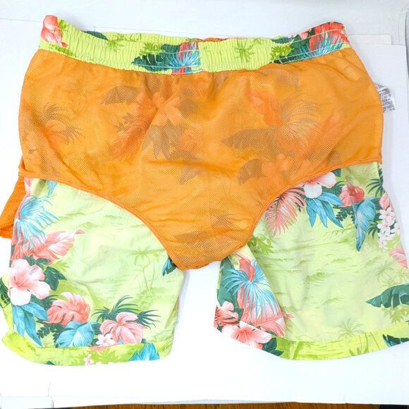 Tommy Bahama Relax Men's Swim Trunks XL Bright Floral Hawaiian Yellow Green EUC - Picture 9 of 16